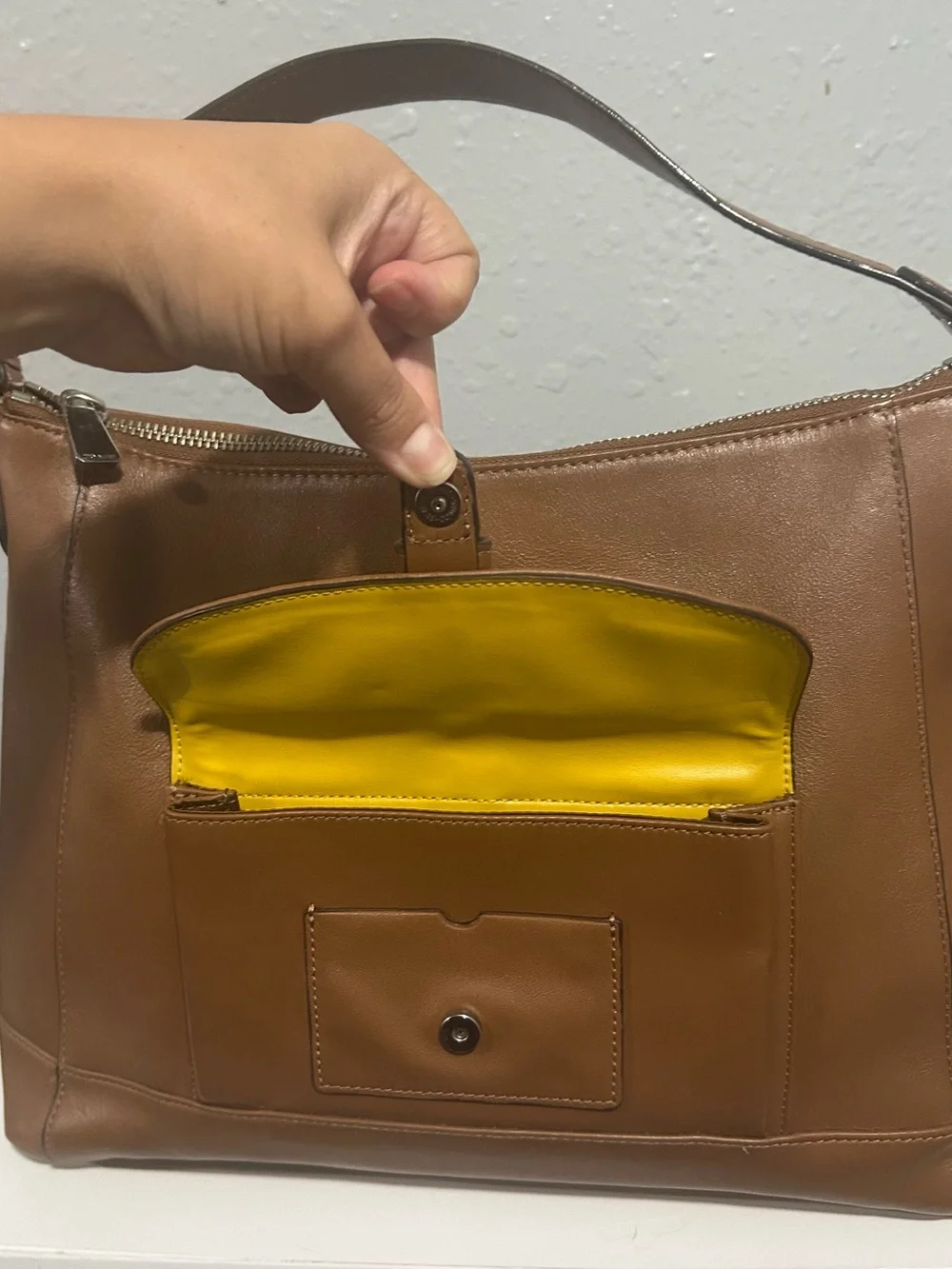 Coach Brown Leather Hobo with Front Buckle Pocket